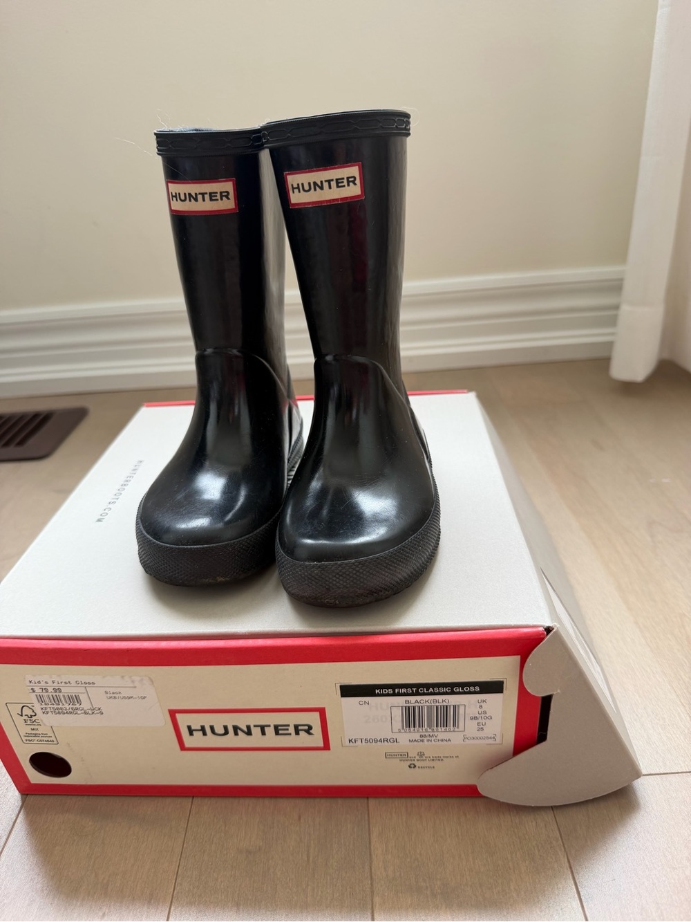 Hunter Kids Black Gloss Rain Boots